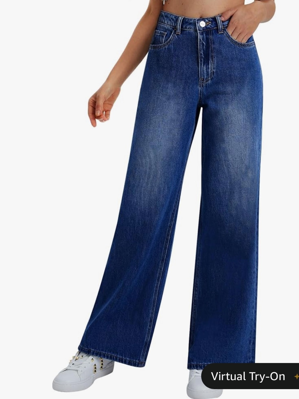 Oneso Wide Leg High-Rise Blue Denim Jeans viral tik tok trending L NWT